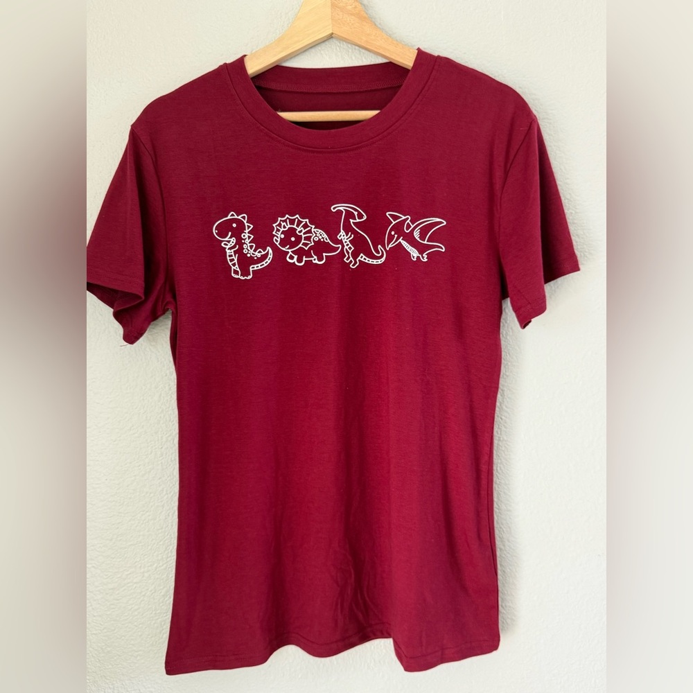 NWOT Dino Graphic Tee - Burgundy